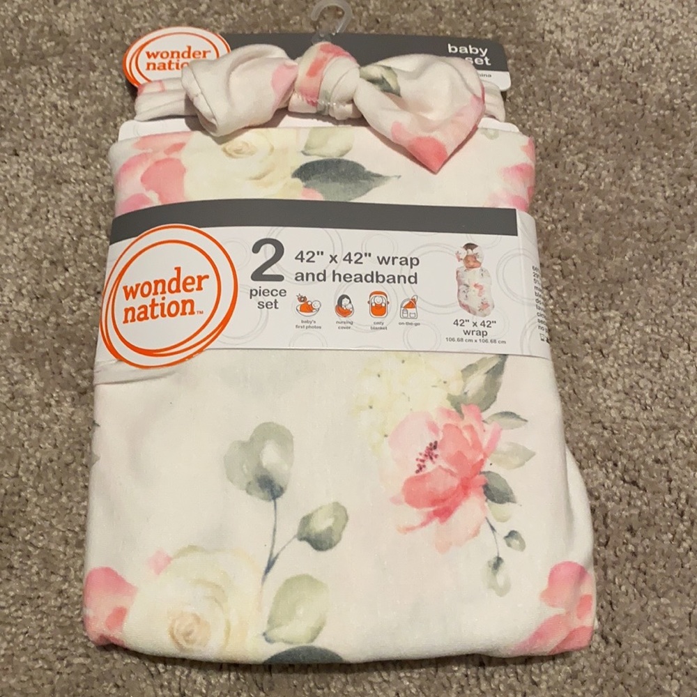 New baby wrap set with headband.